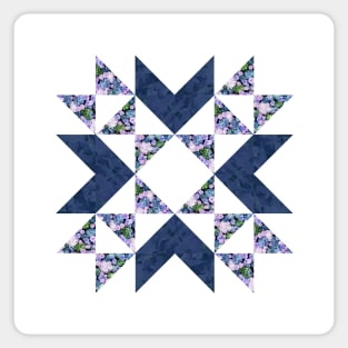 Traditional vintage quilt block pattern blue Sticker